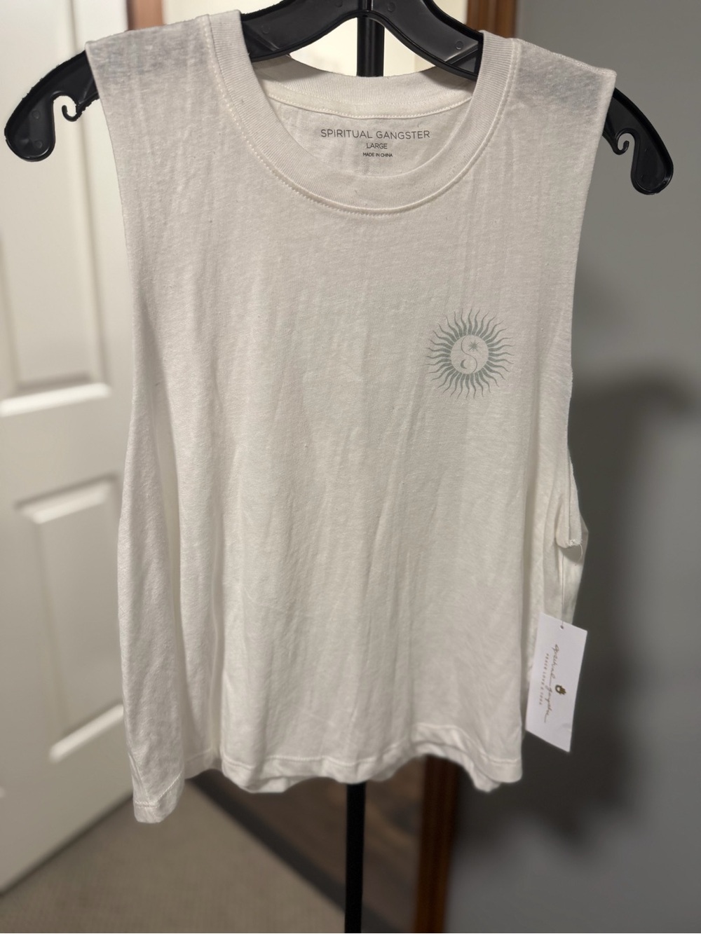 Spiritual Gangster Choose Kindness Crop Tank Large NWT Ivory Celestial